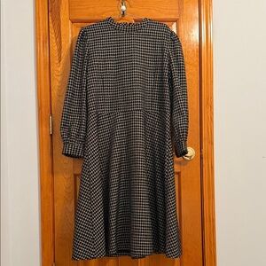 Black & White Check Long Sleeve Midi Dress